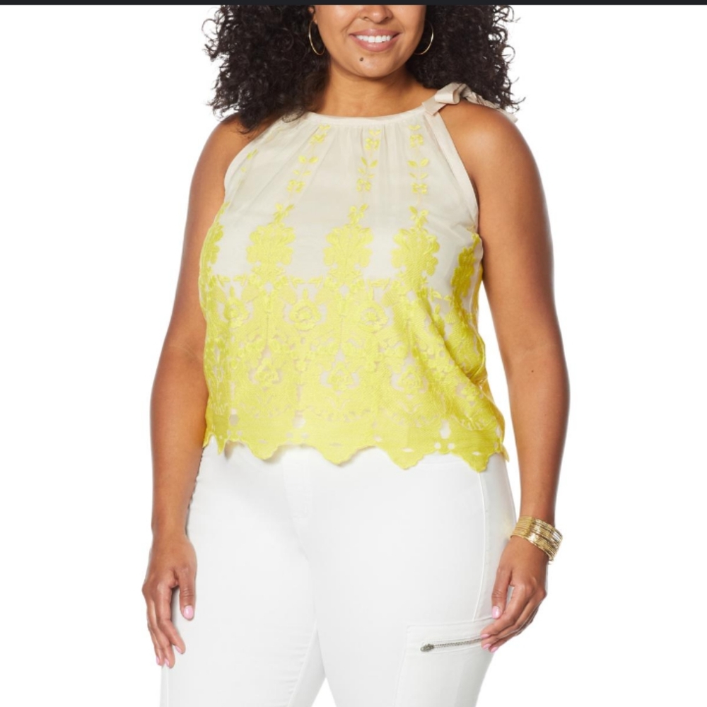 David Meister Lace Mesh Top